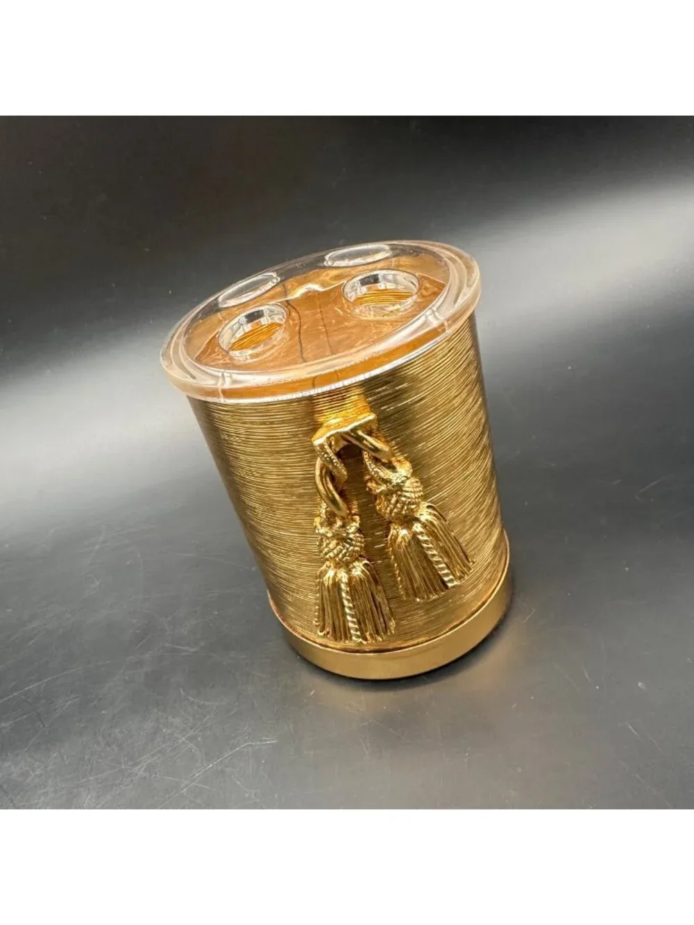 Vintage Gold Hollywood Regency Toothbrush Holder Tassel Stylebuilt USA Retro